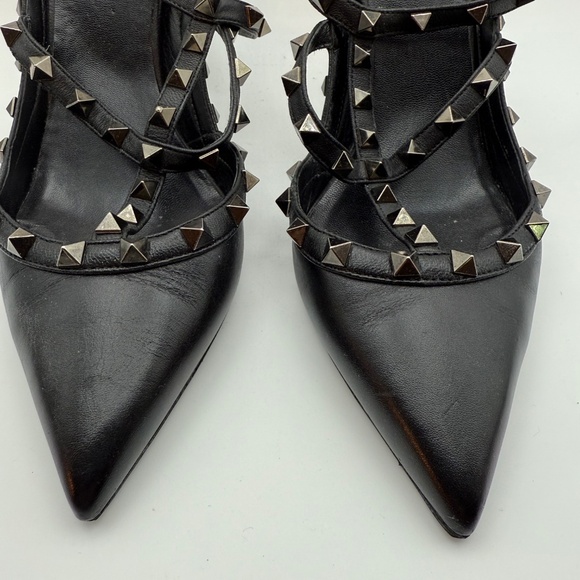 VALENTINO NOIR ROCKSTUD BLACK 100MM SLING BACK PUMPS SIZE 40.5 - Picture 2 of 12